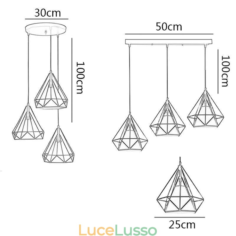 Lampada a sospensione a forma di diamante, lampada decorativa moderna e minimalista
