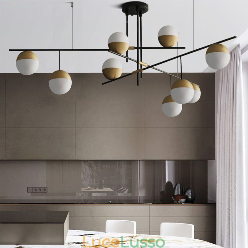 Lampadario a sfera in vetro