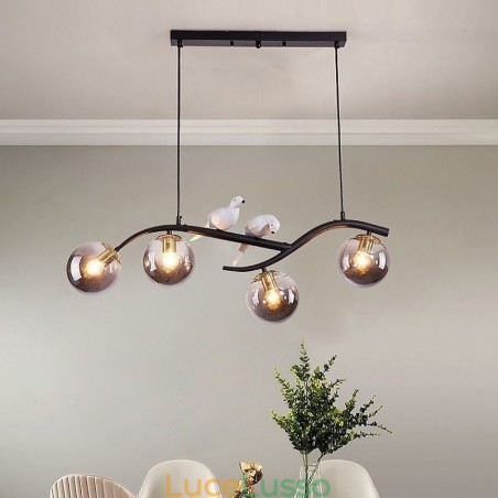 Moderna lampada a sospensione minimalista a forma di ramo, 4 lampade, luce decorativa Moderna lampada a sospensione minimalista a forma di ramo, 4 lampade, luce decorativa
