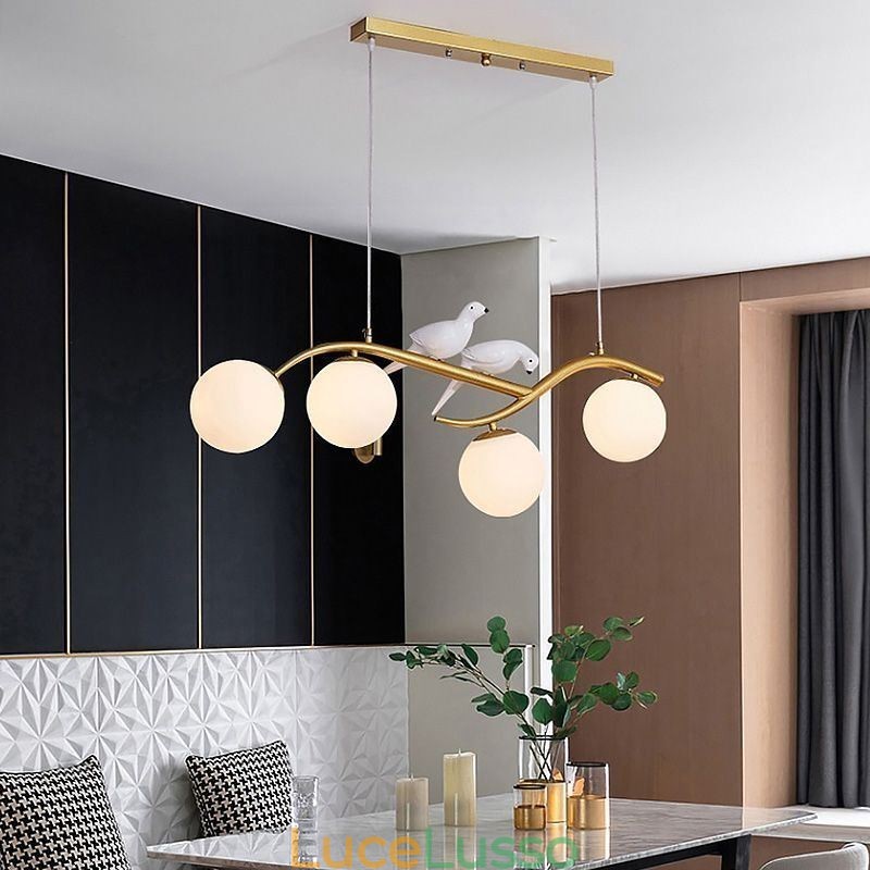 Moderna lampada a sospensione minimalista a forma di ramo, 4 lampade, luce decorativa