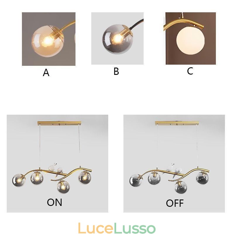 Moderna lampada a sospensione minimalista a forma di ramo, 4 lampade, luce decorativa