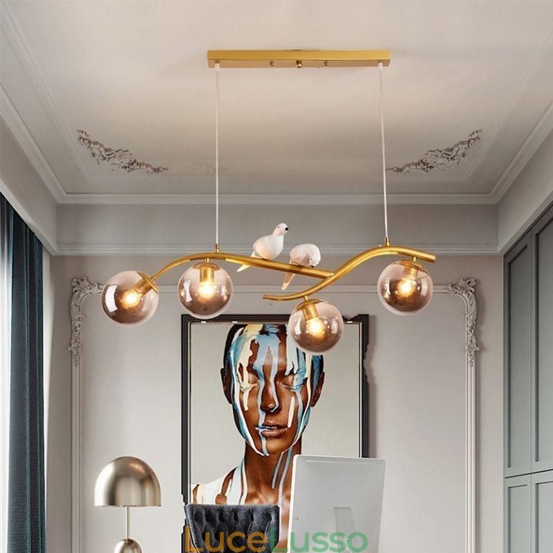 Moderna lampada a sospensione minimalista a forma di ramo, 4 lampade, luce decorativa