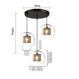 Lampada a sospensione minimalista in vetro a 3 luci, lampada da soffitto a isola
