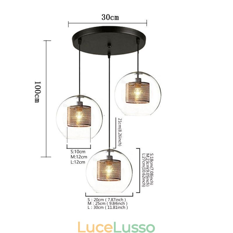 Lampada a sospensione minimalista in vetro a 3 luci, lampada da soffitto a isola