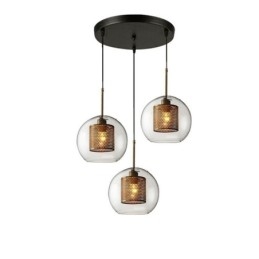 Lampada a sospensione minimalista in vetro a 3 luci, lampada da soffitto a isola
