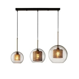 Lampada a sospensione minimalista in vetro a 3 luci, lampada da soffitto a isola