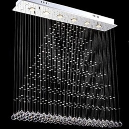Lampadario a sospensione rettangolare in cristallo, lampadario da soffitto, lampade e apparecchi di illuminazione