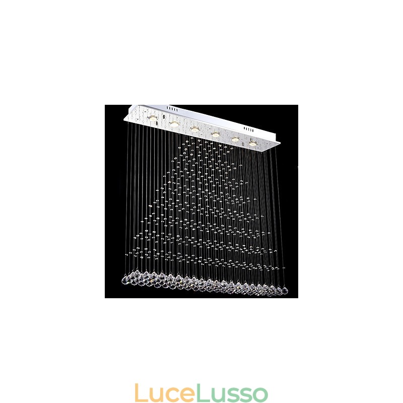 Lampadario a sospensione rettangolare in cristallo, lampadario da soffitto, lampade e apparecchi di illuminazione