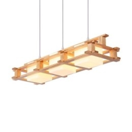 Lampada a sospensione creativa in rovere a 3 luci, lampada da soffitto decorativa in legno, caffetteria