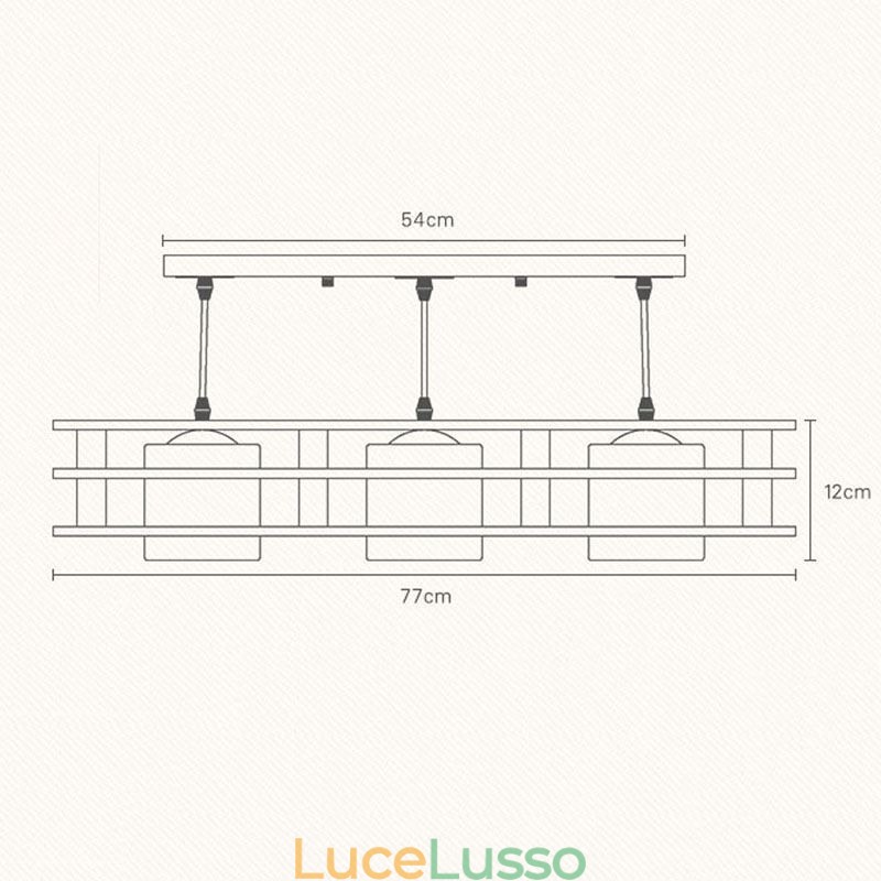 Lampada a sospensione creativa in rovere a 3 luci, lampada da soffitto decorativa in legno, caffetteria