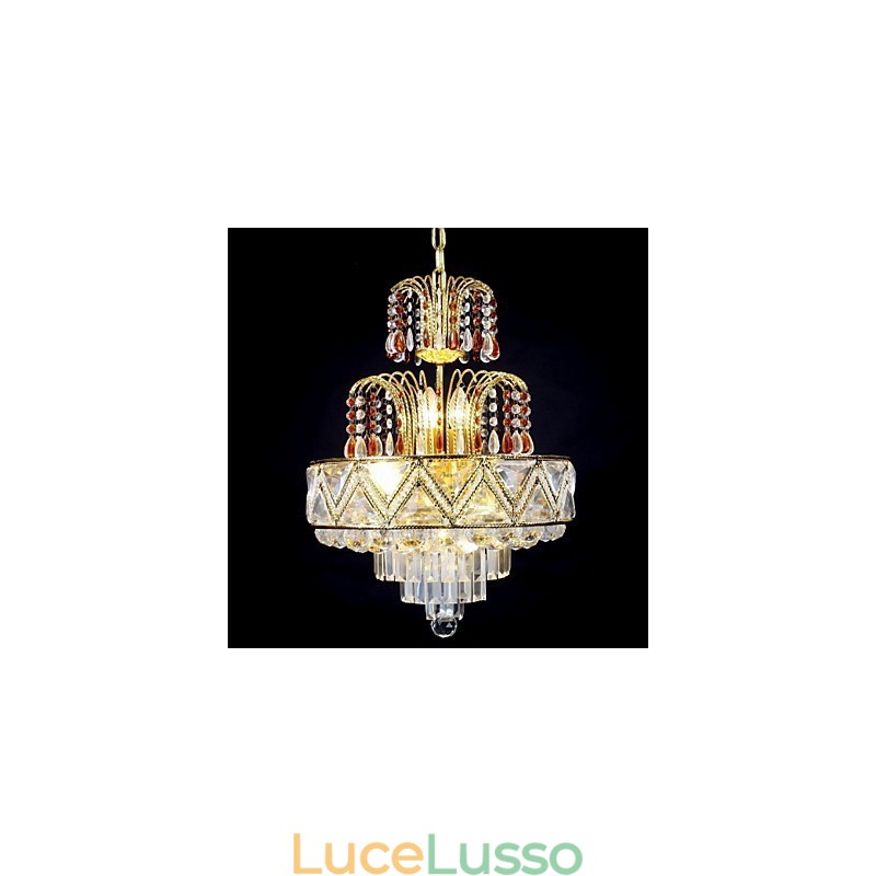 Lampadario in metallo dipinto in cristallo classico tradizionale