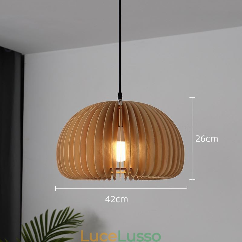 Lampada a sospensione in stile retrò, lampada a sospensione in tiglio con zucca