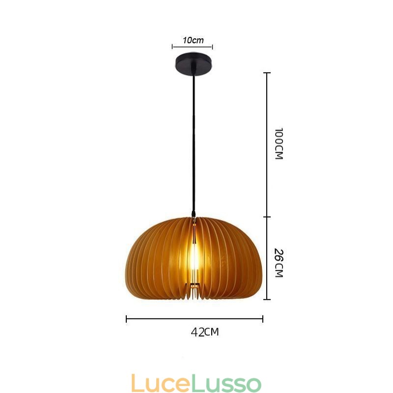 Lampada a sospensione in stile retrò, lampada a sospensione in tiglio con zucca