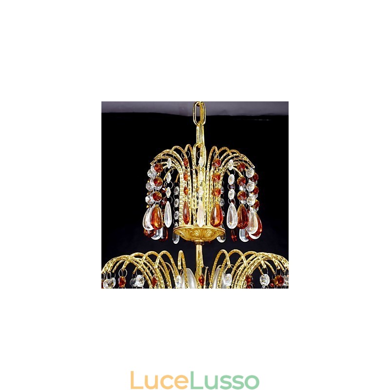 Lampadario in metallo dipinto in cristallo classico tradizionale