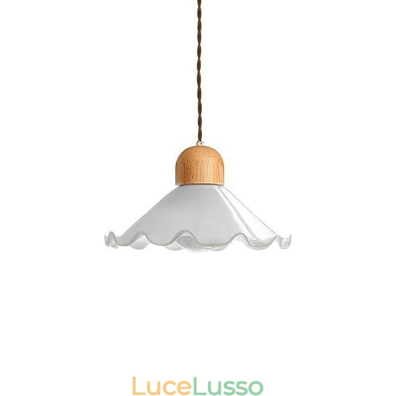Lampada a sospensione moderna in vetro con pizzo, lampada a sospensione a testa singola