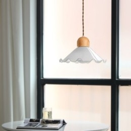 Lampada a sospensione moderna in vetro con pizzo, lampada a sospensione a testa singola