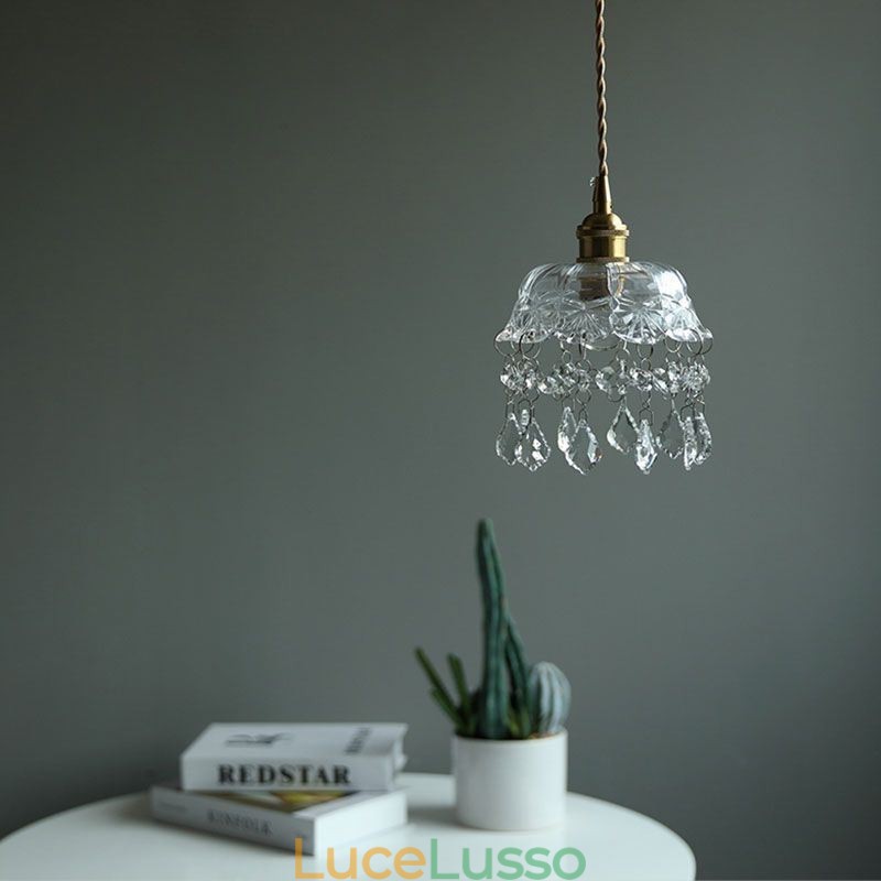 Elegante lampada a sospensione in vetro con testa singola, mini lampada a sospensione