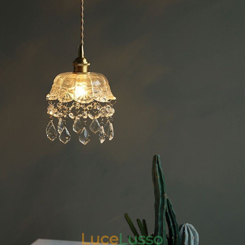 Elegante lampada a sospensione in vetro con testa singola, mini lampada a sospensione