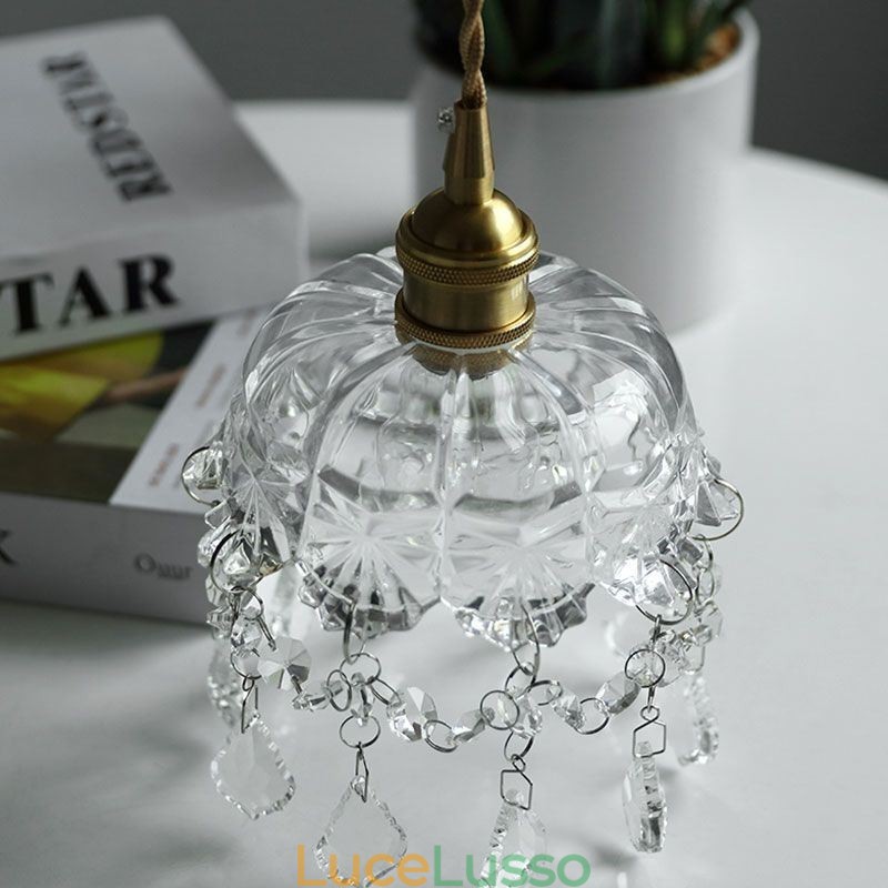 Elegante lampada a sospensione in vetro con testa singola, mini lampada a sospensione