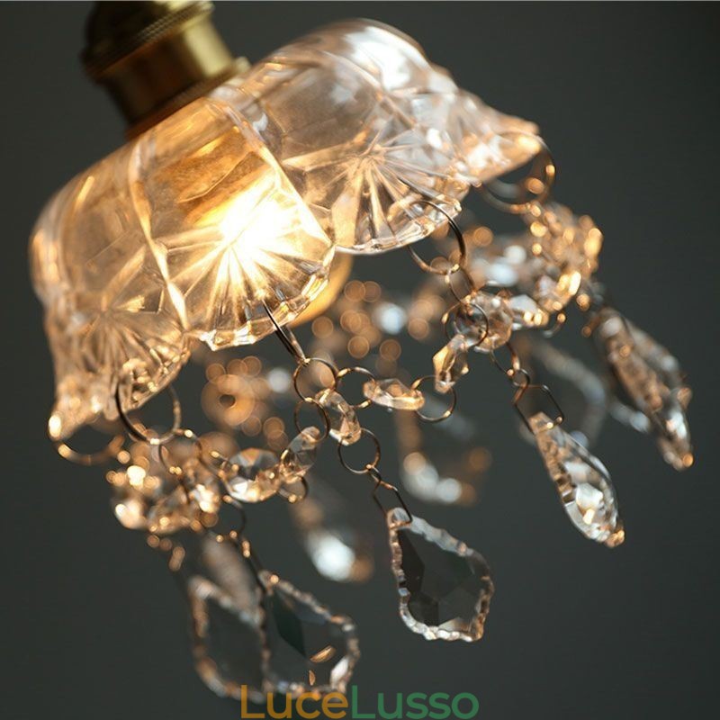 Elegante lampada a sospensione in vetro con testa singola, mini lampada a sospensione