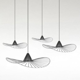 Lampada a sospensione in ferro, semplice lampada a cappello di paglia, 1 luce