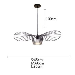 Lampada a sospensione in ferro, cappello di paglia, 1 luce