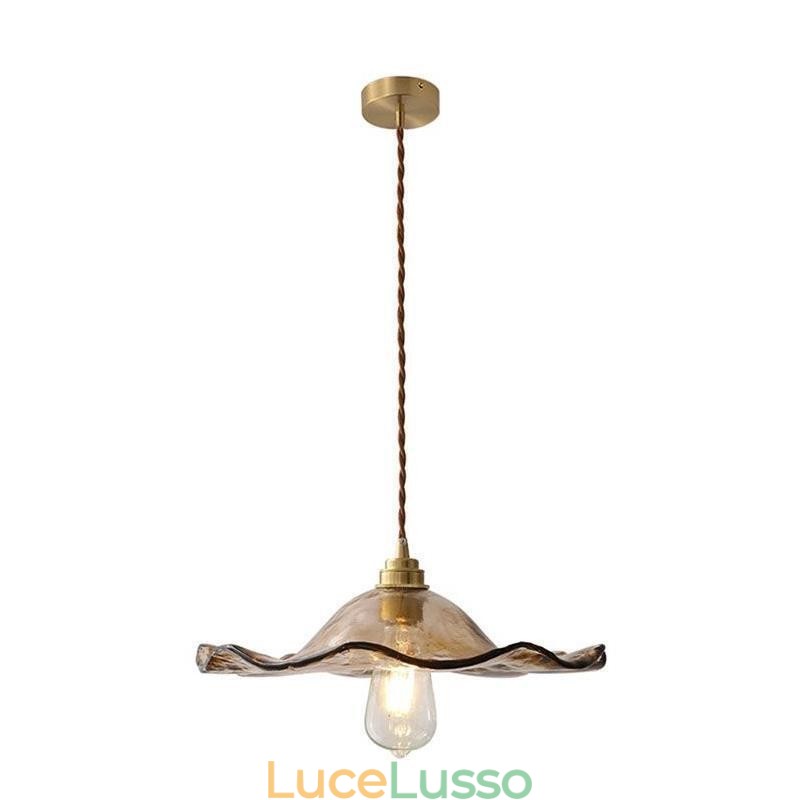 Lampada a sospensione in vetro a forma di foglia di loto Lampada decorativa creativa