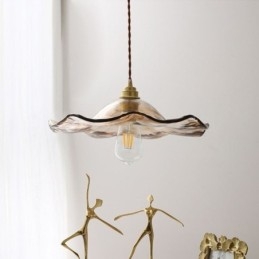 Lampada a sospensione in vetro a forma di foglia di loto Lampada decorativa creativa