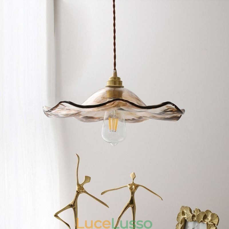 Lampada a sospensione in vetro a forma di foglia di loto Lampada decorativa creativa
