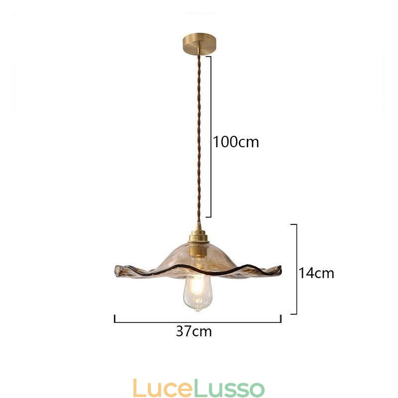 Lampada a sospensione in vetro a forma di foglia di loto Lampada decorativa creativa