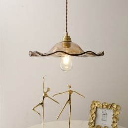 Lampada a sospensione in vetro a forma di foglia di loto Lampada decorativa creativa