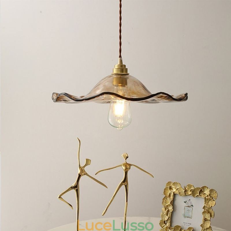 Lampada a sospensione in vetro a forma di foglia di loto Lampada decorativa creativa