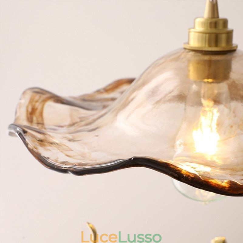 Lampada a sospensione in vetro a forma di foglia di loto Lampada decorativa creativa