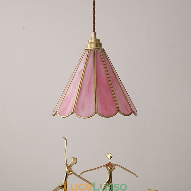 Lampada a sospensione in vetro in stile giapponese, lampada a petalo retrò