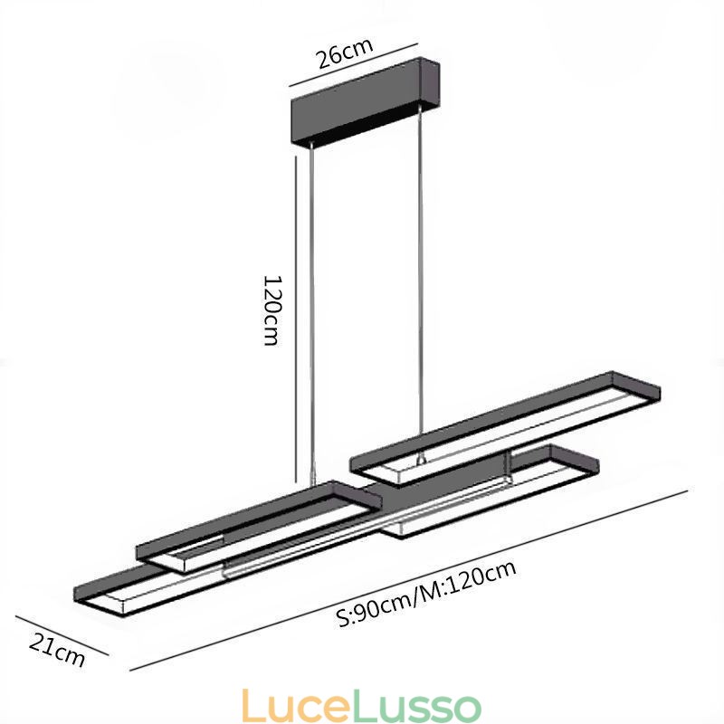 Lampada a sospensione moderna Lampada a soffitto orizzontale