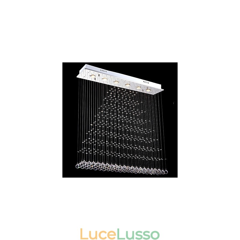 Lampadario a sospensione rettangolare in cristallo, lampadario da soffitto, lampade e apparecchi di illuminazione