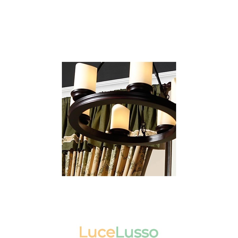 Lampadario Vintage 6 Luci Acciaio e Vetro
