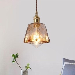 Lampada a sospensione in vetro mini unica in stile giapponese, colore ambra, illuminazione decorativa