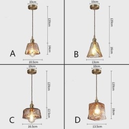 Lampada a sospensione in vetro mini unica in stile giapponese, colore ambra, illuminazione decorativa