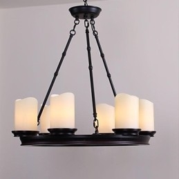 Lampadario Vintage 6 Luci Acciaio e Vetro