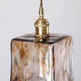 Lampada a sospensione in vetro mini unica in stile giapponese, colore ambra, illuminazione decorativa