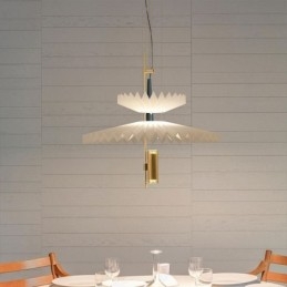 Moderna lampada a sospensione plissettata in acrilico illuminazione decorativa