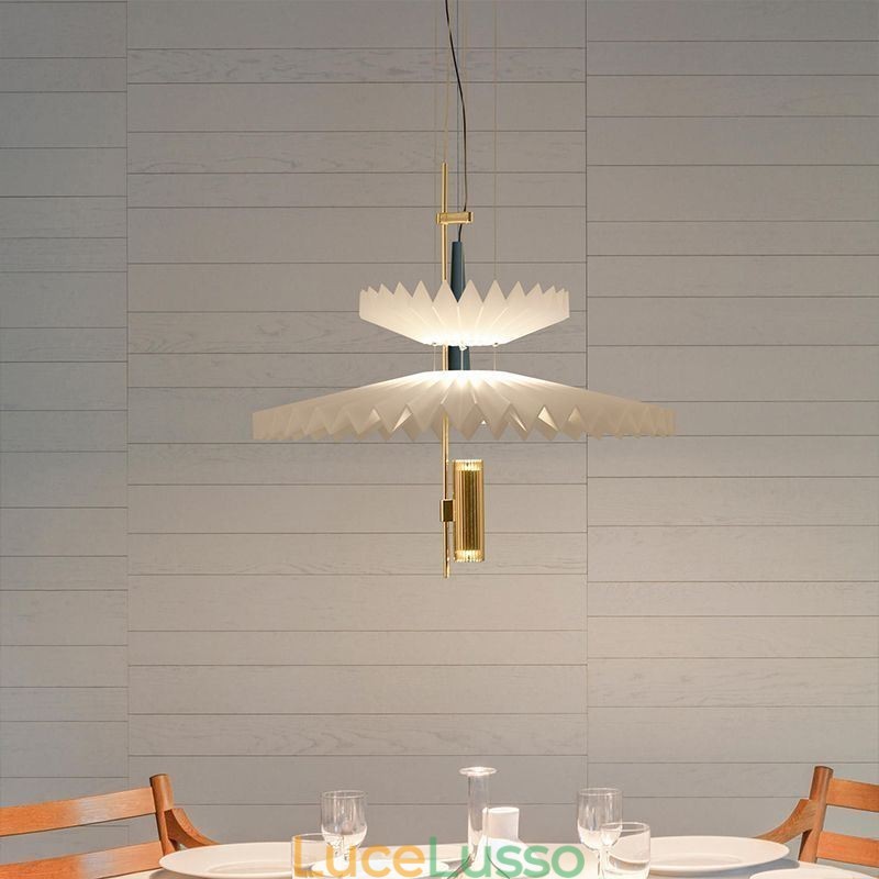 Moderna lampada a sospensione plissettata in acrilico illuminazione decorativa