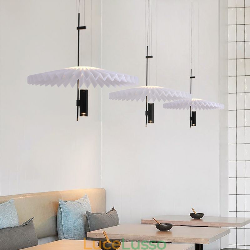 Moderna lampada a sospensione plissettata in acrilico illuminazione decorativa