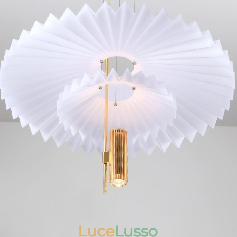 Moderna lampada a sospensione plissettata in acrilico illuminazione decorativa