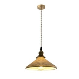 Lampada a sospensione in ceramica in stile giapponese, lampada a sospensione retrò plissettata