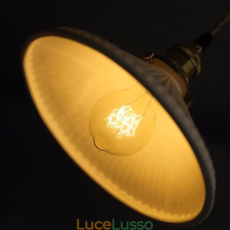 Lampada a sospensione in ceramica in stile giapponese, lampada a sospensione retrò plissettata