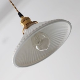 Lampada a sospensione in ceramica in stile giapponese, lampada a sospensione retrò plissettata