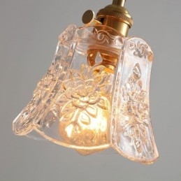 Lampada a sospensione a forma di fiore, lampadario decorativo minimalista in vetro