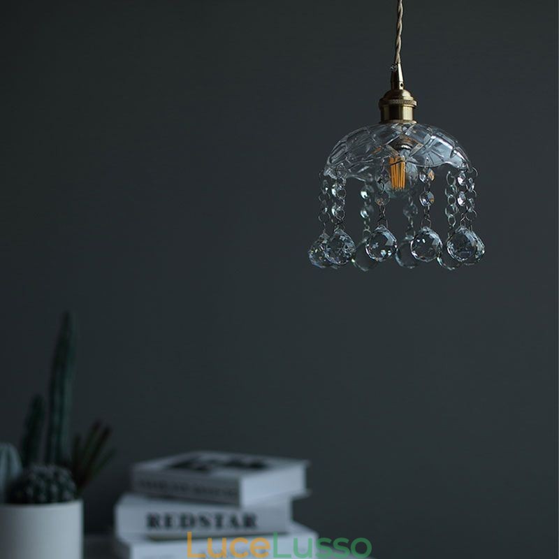 Moderna mini lampada a sospensione in vetro 1 luce decorativa lampadario